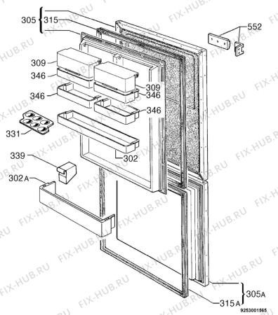 Взрыв-схема холодильника Blomberg KFI5200 - Схема узла Door 003